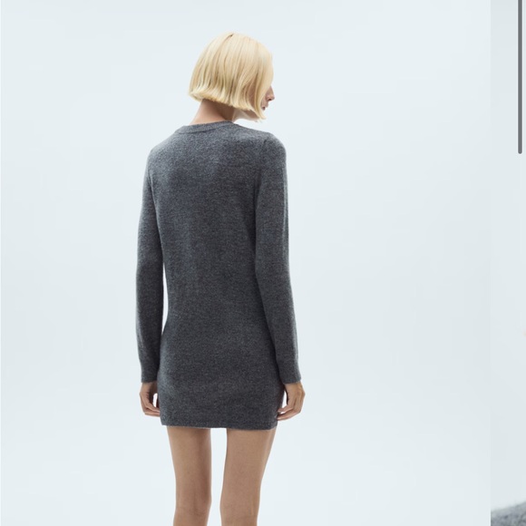 NWT Mango Dark Gray Ribbed-Knit Dress Sweater M - Picture 2 of 10